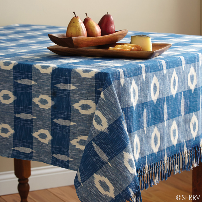 home goods table cloth blue and white lattice